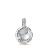 Pendentif Argent Quartz aqua, 5 Pierres Rhodié Ø11 mm-593064