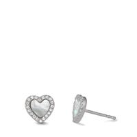Clous d'oreilles Argent Zircone Rhodié nacre blanc Coeur Ø8 mm-593259