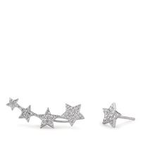 Boucles d'oreilles Argent Zircone Rhodié Étoile Ø8 mm-593386