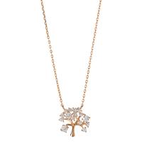 Collier Argent Zircone 15 Pierres rosé Plaqué or Arbre de la vie 40-45 cm-593481