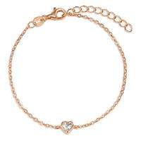 Bracelet Argent Zircone rosé Plaqué or Coeur 16-19 cm-593524
