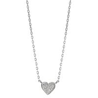 Collier Argent Zircone Rhodié Coeur 39-44 cm-593582