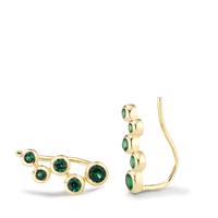 Boucle d'oreille glissante Argent Zircone vert, 10 Pierres jaune Plaqué or-593803
