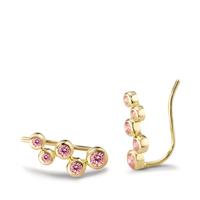 Boucle d'oreille glissante Argent Zircone rose, 10 Pierres jaune Plaqué or-593804