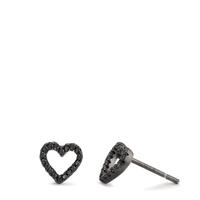 Clous d'oreilles Argent Zircone noir Rhodié Coeur Ø7.5 mm-593816