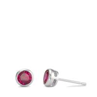 Clous d'oreilles Argent Zircone rose, 2 Pierres Rhodié Ø6 mm-593837