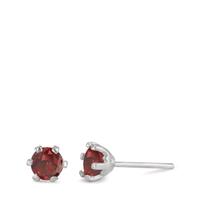 Clous d'oreilles Argent Grenat 2 Pierres Rhodié Ø6.5 mm-593855