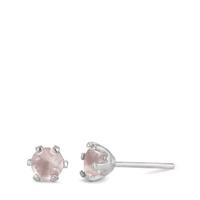 Clous d'oreilles Argent Quartz rose 2 Pierres Rhodié Ø6.5 mm-593859