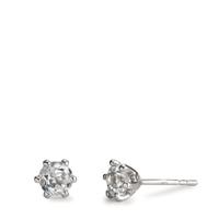 Clous d'oreilles Argent Topaze blanc, 2 Pierres Rhodié Ø6.5 mm-593860