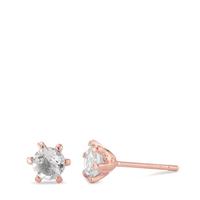 Clous d'oreilles Argent Topaze 2 Pierres rosé Plaqué or Ø6.5 mm-593869