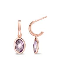 Créoles avec pendentif Argent Améthyste violet, 2 Pierres rosé Plaqué or-593873