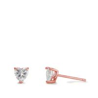 Clous d'oreilles Argent Zircone 2 Pierres rosé Plaqué or Coeur Ø6.5 mm-593926