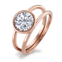 Bague Acier inoxydable Zircone blanc rosé PVD Ø9.5 mm-594014
