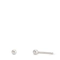 Clous d'oreilles Argent Rhodié [shining Pearls] blanc, 2 Perles, 3 mm-594124