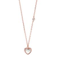 Collier Argent Zircone rosé Plaqué or nacre blanc Coeur 40-45 cm-594378
