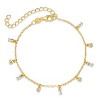 Bracelet Argent Zircone 9 Pierres jaune Plaqué or 16-19 cm-594386