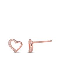 Clous d'oreilles Argent Zircone 22 Pierres rosé Plaqué or Coeur Ø7.5 mm-594473