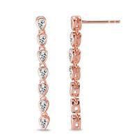 Pendant d'oreilles Argent Zircone 14 Pierres rosé Plaqué or-594479