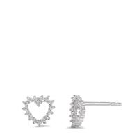 Clous d'oreilles Argent Zircone Rhodié Coeur Ø8 mm-594481