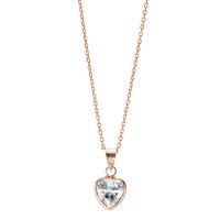 Halskette mit Anhänger Silber Zirkonia rosé vergoldet Herz 38-40 cm verstellbar Ø8 mm-594623