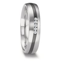 Alliance Or blanc 14K, Zirconium Diamant 0.075 ct, 5 Pierres, w-si-594719