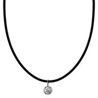 Collier Caoutchouc, Acier inoxydable, Argent Zircone blanc Rhodié 42 cm-594799