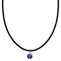 Collier Caoutchouc, Acier inoxydable, Argent Zircone violet 42 cm-594801