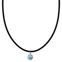 Collier Caoutchouc, Acier inoxydable, Argent Zircone aqua 42 cm-594802
