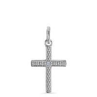 Pendentif Or blanc 9K Diamant 0.005 ct, brillant, p1 Croix-594847
