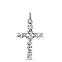 Pendentif Or blanc 9K Diamant 0.045 ct, 11 Pierres, brillant, p1 Croix-594848