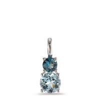 Pendentif Or blanc 9K Topaze London Blue 2 Pierres-594873