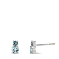 Clous d'oreilles Or blanc 9K Topaze London Blue 4 Pierres-594874