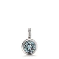 Pendentif Or blanc 9K Topaze bleu Ø6.5 mm-594887