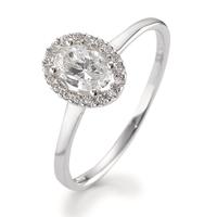 Bague solitaire Or blanc 9K Zircone-594897