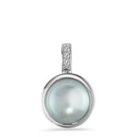 Pendentif Or blanc 9K Diamant 0.015 ct, 4 Pierres, brillant, w-si Ø9.5 mm-594910