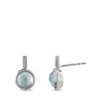 Clous d'oreilles Or blanc 9K Diamant 0.02 ct, 8 Pierres, brillant, w-si Ø7.5 mm-594911