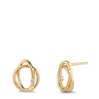 Clous d'oreilles Or jaune 18K Diamant 0.04 ct, 2 Pierres, brillant, w-si Ø9.5 mm-594923
