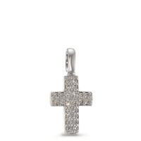 Pendentif Or blanc 18K Diamant 0.08 ct, 26 Pierres, brillant, w-si Croix-594951