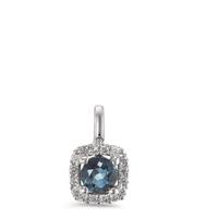 Pendentif Or blanc 18K Saphir bleu, Diamant blanc, 0.07 ct, 12 Pierres, w-si Ø6.5 mm-594954