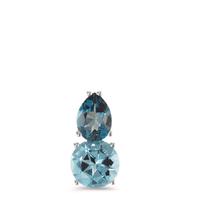 Pendentif Or blanc 18K Topaze London Blue 2 Pierres-594959