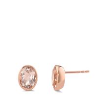 Clous d'oreilles Or rouge 18K Morganite champagne, 2 Pierres, ovale-594969