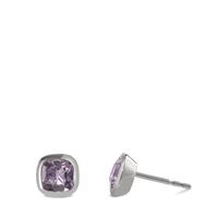 Clous d'oreilles Or blanc 18K Améthyste 2 Pierres Ø7 mm-594978