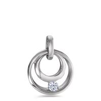 Pendentif Or blanc 9K Zircone Ø11 mm-595055