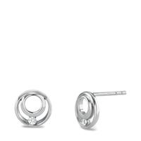 Clous d'oreilles Or blanc 9K Zircone 2 Pierres Ø9 mm-595057