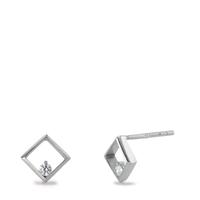 Clous d'oreilles Or blanc 9K Zircone 2 Pierres Ø6.5 mm-595059