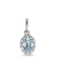 Pendentif Or blanc 9K Topaze bleu-595061