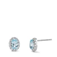 Clous d'oreilles Or blanc 9K Topaze bleu-595062