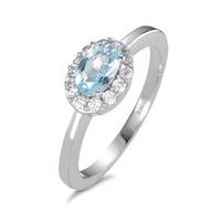 Bague Or blanc 9K Topaze bleu-595063