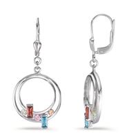 Pendant d'oreilles Argent Zircone coloré Rhodié Ø17 mm-595086