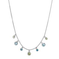 Collier Argent Zircone coloré, 7 Pierres Rhodié 40-42 cm-595094